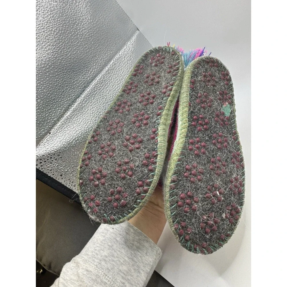 Garnet Hill Pure Wool Slippers Toddler Sz 8!Ankle Bootie Blue Slip On Unicorn